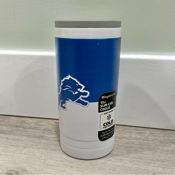 Logobrands Detroit Lions NFL 12oz Double Walled Stainless Steel Slim Can Cooler - Picture 1 of 5